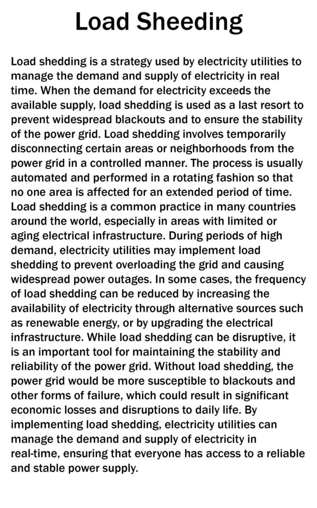 load shedding paragraph in 200 words