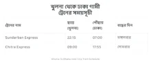 khulna to dhaka train schedule