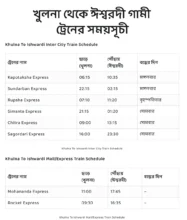 khulna to ishwardi train schedule